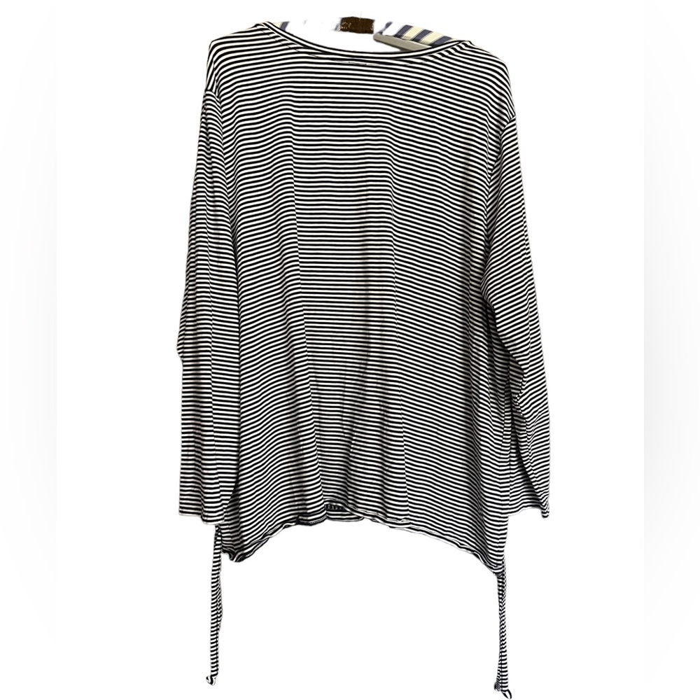 AnyBody ~ Women's Navy and White Striped Cinched Hem Long Sleeve Top Size 3X - Picture 2 of 5